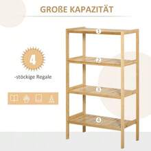 4-Tier Bamboo Bookshelf 62x33x112cm For Office Storage Kitchen Natural - Natural Color - View 4