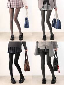 1pc 200G Autumn/Winter Thermal Lined Thick Warm Ribbed Anti-Snag Anti-Pilling High Waist Tight Leggings Japanese JK Tights - Multicolor - View 5