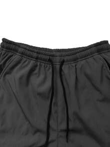 Hidkat Autumn/Winter Solid Color Thickened Cuffed Casual Pants, Cargo Long Pants With Pockets, Drawstring Waist, For Daily Commute, Streetwear And Home - Black - View 4