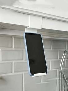 1pc Cabinet Bottom Hanging Phone Holder, Fits Overseas 16-19mm Standard Cabinet Boards, Universal For Kitchen And Study Cupboards, Hands-Free For Binge-Watching And Video Calls, Easy Home Installation Storage Rack - Multicolor - View 4