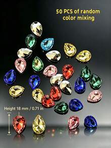 18mm Teardrop Pointed‑Back Acrylic Rhinestones, 50/100/200Pcs Pear Shape Fancy Gems, DIY Decor For Bags, Hair Clips And Garment Ornaments - Multicolor - View 11