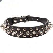 IDestry Adjustable Leather Dog Collar, PU Leather Punk Rivet Spike Dog Collar, Suitable For Small, Medium, Large Dogs And Cats, Adjustable Leather Pet Dog Collar Neckband - Multicolor - View 8