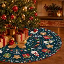 1 buah Alas Pohon Natal Motif Manusia Kue Jahe Kartun Biru Tua, Dekorasi Liburan Warna Elegan, 5 Ukuran, Hadiah Liburan Unisex, Cocok Untuk Dekorasi Natal di Rumah dan Pesta - Manusia Kue Jahe Kartun Biru Tua - View 5