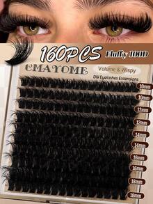 120/140/160/180/200pcs D-Curl Cluster False Eyelashes, 60D/80D/100D/120D/150D High Density, Suitable For Beginners, Thick & Fluffy, Can Be Split For Application, Enlarges Eyes, Lightweight & Reusable, Durable, Soft & Natural, Mixed Lashes Create 3D Dimensional Eye Makeup, Suitable For Home DIY, Portable Travel, Daily Commute Use - Multicolor - View 18