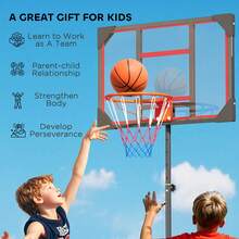 AIYAPLAY Basketball Hoop Outdoor, 210-260cm Height Adjustable Basketball Hoop And Stand With Wheels, Larger Base, For 6+ Years, Red - Red - View 6