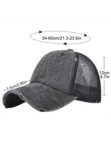 1 Pc Distressed Ponytail Baseball Cap, Washed Mesh Trucker Hat, Criss‑Cross High Bun Hole, Casual Outdoor Sports Sun Hat For Women - Multicolor - View 2