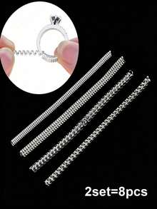 Transparent Plastic Ring Size Adjuster, Invisible Spiral Spring Ring Reducer, Loose Ring Tightening Protector, 4 Different Models Adjustable Ring Size Adjuster, Suitable For 2.5-5.5mm Ring Width, Soft Flexible Transparent Plastic Ring Reducer Protector - Multicolor - View 13