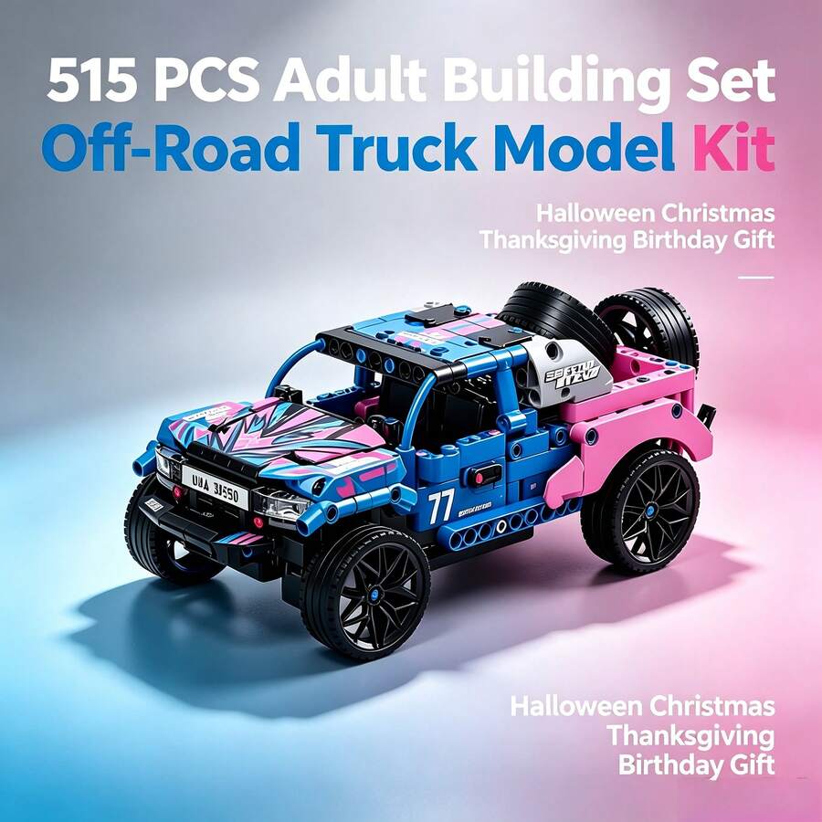 515 PCS Adult Building Set, Off-Road Rally Truck Model Kit, DIY Construction Toy Gift For Halloween Christmas Thanksgiving Birthday - Multicolor - View 1