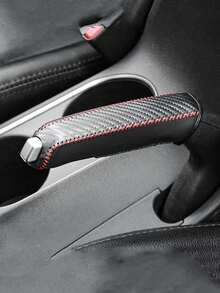 1pc Car Handbrake Cover, Non-Slip Wear-Resistant Stitched PU Leather, Car Gear Shift Lever Cover, Handbrake Handle Sleeve, Interior Accessory - A - View 5