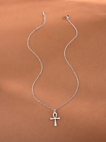 1pc Minimalist Gold Cross Pendant Necklace, Women's Daily Vintage Style Pendant Jewelry - Cross Necklace - View 5
