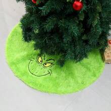 The Grinch 1pc Green Christmas Tree Skirt Plush Green Monster Cartoon Christmas Tree Skirt Decoration - Green - View 5