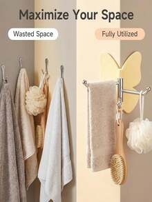 Heavy Duty Rotating Butterfly Wall Hook With Adjustable Wings And Triple Prong Hook, Suitable For Bathroom And Kitchen, Used For Hanging Towels And Kitchen Utensils - Multicolor - View 4