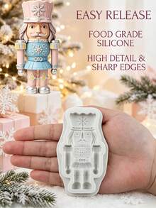 1 Buah Cetakan Silikon Prajurit Nutcracker Bentuk Kepingan Salju, Alat Dekorasi Fondant Natal untuk Kue - Krem - View 4