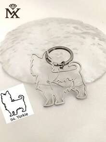 Creative, Fun, And Adorable 94-Hole Hollow Stainless Steel Customized Keychain, Designed For Small Dogs, Can Be Engraved With Pet's Name, Perfect Gift For Pet Lovers And Dog Accessories. This Keychain Is An Excellent Creative Surprise Gift For Loved Ones, Friends, And Family. - Silver - View 2