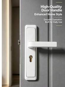 1 Set All-Metal Main Door Lock, Comprising Two Door Handles And Lock Body With Lock Cylinder, Includes 3 Keys, Suitable For Bedroom, Large Room, Kitchen, Main Door, Oval-Shaped Door Handles For Easy Use, Exquisite Craftsmanship, Rose Gold Color With Vibrant Effect, Overall Perfect Appearance - White - View 4