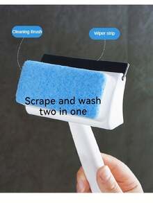 1pc 2-In-1 Bathroom & Living Room Glass Cleaning Brush And Rubber Squeegee - Manual, Multi-Surface Window Cleaner With Sponge And Rubber Blade, No Power Required, Suitable For Shower Doors, Mirrors, Tiles - Sponge Glass Cleaner - View 6
