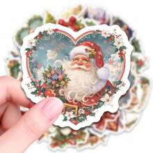 50pcs Vintage Christmas Stickers, Diverse Designs, Enhance Thinking And Creative Action Ability, Art Supplies, Children Sticker Toys - Multicolor - View 7