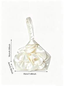 Dedoo 女款三角晚宴手拿包，3D玫瑰貼花圖案，浪漫新娘風，婚禮新娘派對宴會女用手提包 - 白色 - 查看 5
