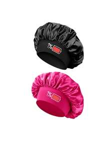 1/2/3pcs Printed Battery Power Pattern Satin Sleep Cap, Loose Elastic Band Hair Bonnet, Suitable For Hair Care, Daily Home Wear And Relaxation - Multicolor - View 26