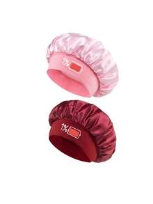 1/2/3pcs Printed Battery Power Pattern Satin Sleep Cap, Loose Elastic Band Hair Bonnet, Suitable For Hair Care, Daily Home Wear And Relaxation - Multicolor - View 25