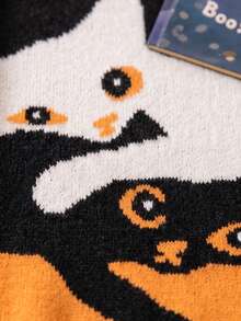 Sweater Anak Perempuan, Pullover Rajut Motif Kucing Warna-warni untuk Remaja Perempuan, Atasan Kasual Nyaman Lengan Panjang Leher Bulat untuk Musim Gugur, Musim Dingin, Sekolah & Pakaian Sehari-hari - MultiWarna - View 5