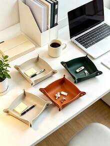 Customized Faux Leather Tray, Desktop Storage Box, Personalized Gift For Men And Women, Jewelry, Keys And Dice Organizer, Suitable For Wedding, Bridesmaid Gift And Party Favor - Multicolor - View 4