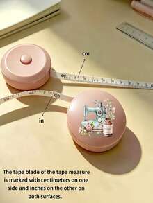 Extendable Soft Measuring Tape, Mini Portable Soft Measuring Tape, Double-Sided Centimeter And Inch Scale, Measuring Length 150 Cm/60 Inch, Printed With A Bow Sewing Machine Pattern, Suitable For Sewing, Cutting, DIY Crafts, And 3D Measurement. - A - View 8