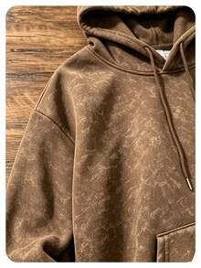 Vintage Washed Brown Sweatshirt, California Los Angeles Letter Print Loose Fit Pullover Sweatshirt, Unisex Casual Style - Brown - View 3