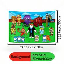Roblox 1pc 100x150cm PE Backdrop – Funny Tiger "Stolen Brain" Cartoon Photo Background For Birthday, Halloween, Thanksgiving, Christmas, Graduation, Carnival, Wedding, Baby Shower, Room Decor, Home Decor, Party Favors, Squishy Gift - Steal a Brainrot Background - View 8