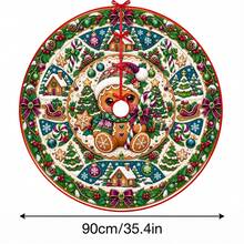 1pc Cute Gingerbread Girl Pattern Christmas Tree Skirt, Elegant Color Holiday Decoration, 5 Sizes, Unisex Holiday Gift, Suitable For Home And Party Christmas Decor - Gingerbread Girl - View 13