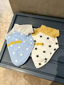 Dog Shirt For Small And Medium Dogs, Cute Star Print Jackpot Letter Pet T-Shirt, Soft And Breathable Raglan Sleeve Puppy Clothes, Daily Wear Cat T-Shirt, Suitable For Kittens, Chihuahuas, Maltese, Shih Tzus - Multicolor - View 3