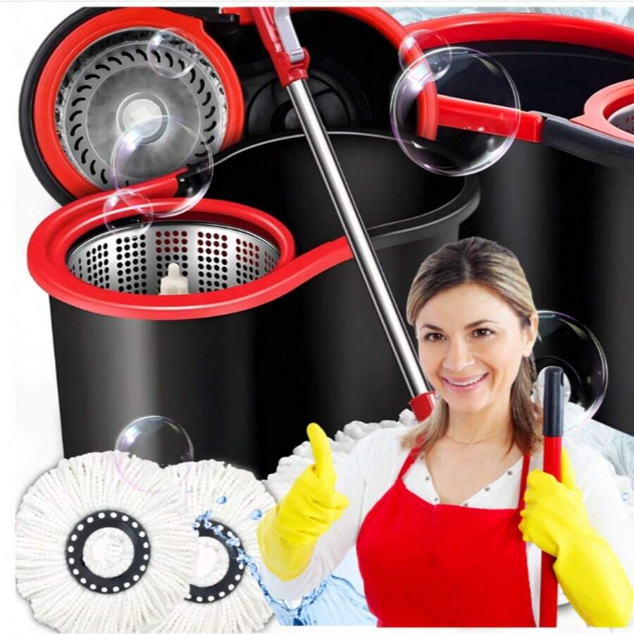 360 Turbo roterande mopp med hink och 2 mikrofiber-golvmoppar - A - Visa 1