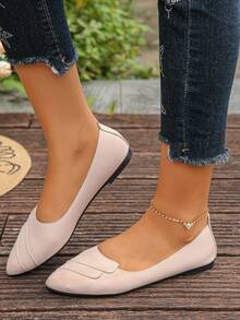 New Fashion Sweet Pointed Toe Slip-On Mule Shoes For Women, Sizes 35-45, Comfortable Versatile Daily Commute Slouchy Slip-On Elegant Shoes - Pink Flocked Lychee Texture - Cross-layered - View 6