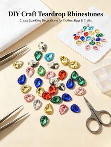 18mm Teardrop Pointed‑Back Acrylic Rhinestones, 50/100/200Pcs Pear Shape Fancy Gems, DIY Decor For Bags, Hair Clips And Garment Ornaments - Multicolor - View 8