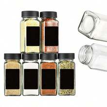8/12/24pcs Kitchen Seasoning Jars, 120ml Glass Salt And Pepper Shaker Set, Square Salt Shaker Set, Kitchen Seasoning Jars, Spice Jars, Outdoor Picnic And BBQ Creative Seasoning Jars, Seasoning Storage, Kitchen Accessories, (Actual Sticker Content May Vary) - Multicolor - View 9