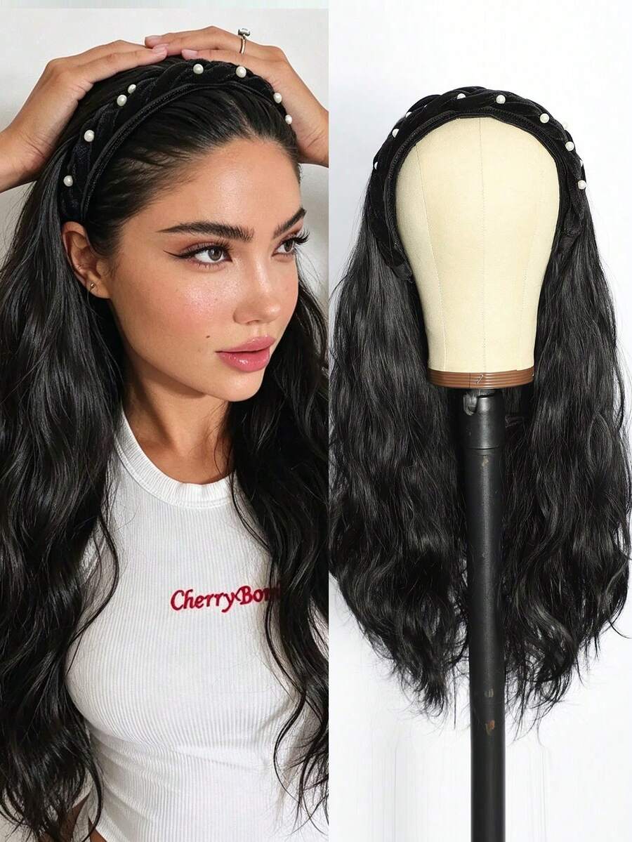 26 Inch Detachable Headband Long Curly Synthetic Wig, Heat-Resistant Fiber, Smooth And Realistic Hair