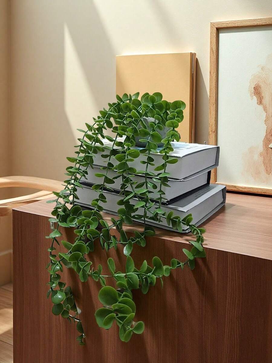 1件人造悬挂式尤加利植物装饰，仿真绿植桌面/办公室装饰 - 綠色 - 查看 1