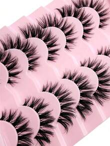 7 Pairs Of Fluffy And Wispy Clear Band False Eyelashes, Cat Eye Natural Effect, Lightweight And Soft Faux Mink False Eyelashes, Full Strip False Eyelashes - View 7