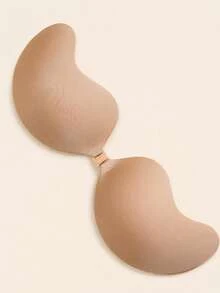 4pcs (2 Black + 2 Nude) Women's Self-Adhesive Silicone Invisible Bra Pads, Strapless Backless Push-Up Cups With Soft Fabric Surface For Weddings - Multicolor - View 3