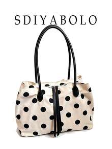 Large Capacity Women's Fashion Nylon Canvas Handbag, Mommy Commuter Shoulder Tote Bag - White - View 1