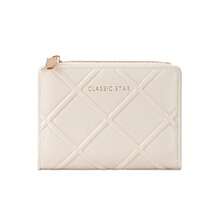 Elegant Rhombus Quilted Small Wallet,Zipper Coin Pocket Letter Print Card Purse - Multicolor - View 17
