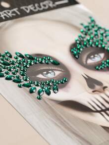 STARTTOOS Halloween Face Gem Stickers Easter Makeup Party - 3D Green Face, Neck, Chest Decorative Rhinestone Stickers DIY Holiday Party Gift Decoration Gem Stickers 1pc/Pack - Green - View 8