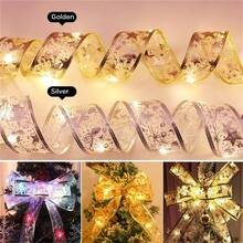20/50/100LED Christmas Ribbon With Lights Battery Powered Indoor String Lights Xmas Tree Accessories Decoration For Christmas New Year - Christmas Ribbon Light String-battery - View 8
