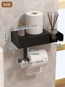 1 pieza Portarrollos de papel higiénico con estante, caja de toallitas húmedas de baño, caja de pañuelos, portarrollos de papel higiénico montado en la pared, caja de pañuelos para la sala de estar y el baño, estante de almacenamiento de papel higiénico sin taladro, organizador de accesorios de baño, accesorios de baño de hotel - Multicolor - Ver 17