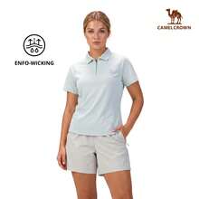 CAMEL CROWN 女款戶外快乾透氣短袖防皺運動防曬 Polo 衫 - 青新綠 - 查看 11