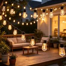 1 Set 8M/20LED 11M/30LED Or Waterproof Solar Powered Papaya Shaped String Lights, Warm White LED Fairy Garland Lights, 8 Lighting Modes, For Outdoor Garden Yard Pathway Railing, Party Camping Home Holiday Patio Backyard Ornament Background Decoratio - Solar Papaya Lamp - View 4