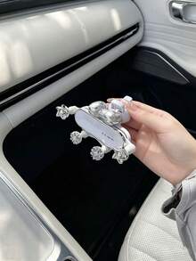 1pc Luxury Rhinestone Car Phone Holder, Air Vent Clip Mount, Cute Bow Cherry Star Flower Decor, Gravity Auto-Clamping Secure Grip, Creative Car Interior Decoration, Universal Car Navigation Bracket, Minimalist Premium Car Accessory - A - View 11