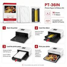 مجموعة ورق الصور وخرطوشة الحبر متوافقة مع SELPHY CP1500/CP1300/CP1200/CP910/CP900، ورق صور لامع بحجم 4x6 بوصة، مناسب لذكريات السفر وألبومات العائلة ودفاتر الصور والهدايا الشخصية - مشاهدة 2