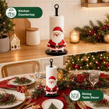 Christmas Theme Vertical Kitchen Paper Towel Holder, Santa Claus/Christmas Tree Design Holiday Home Decor Countertop Paper Towel Storage Rack - View 7