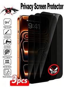 3pcs Privacy Tempered Glass Screen Protector, Compatible With Iphone 18 Pro/18 Pro Max/17/15/16/14/11/12/13 Pro Max/XS Max/XR/X/15/, Anti-Peeping Tempered Glass, Birthday Gift, Anti-Peeping Phone Screen Protector For Family And Friends, Phone Accessories - Clear - View 8
